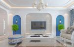 最新现代欧式蓝调客厅门洞简欧背景墙效果图片