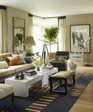 2025欧式田园客厅简单清爽家具设计效果图