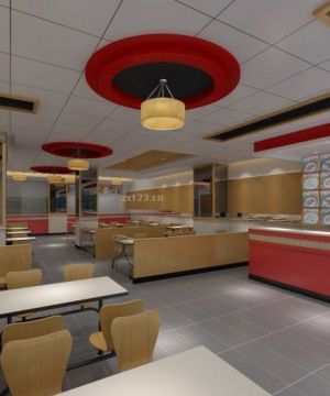 最新简约中式风格吊灯快餐店装修设计效果图