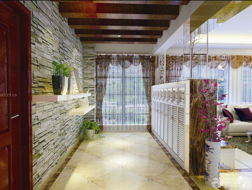 最新现代风格中式入户花园效果图片