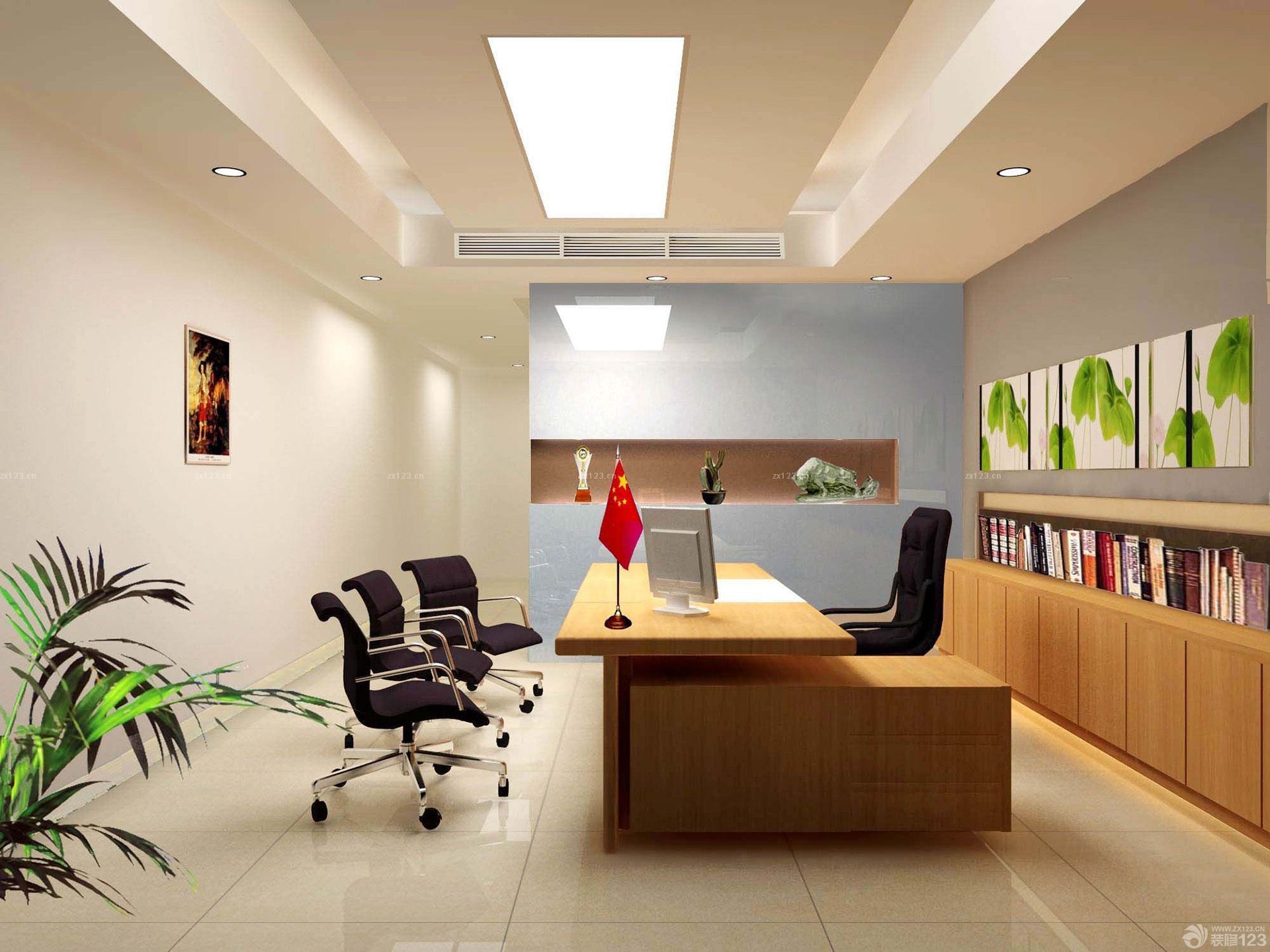 现代风格办公室吊顶装修设计图_装信通网效果图