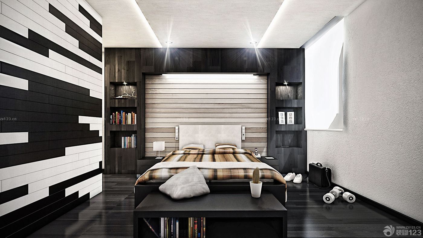 2025主卧室黑色瓷砖贴图设计效果图片