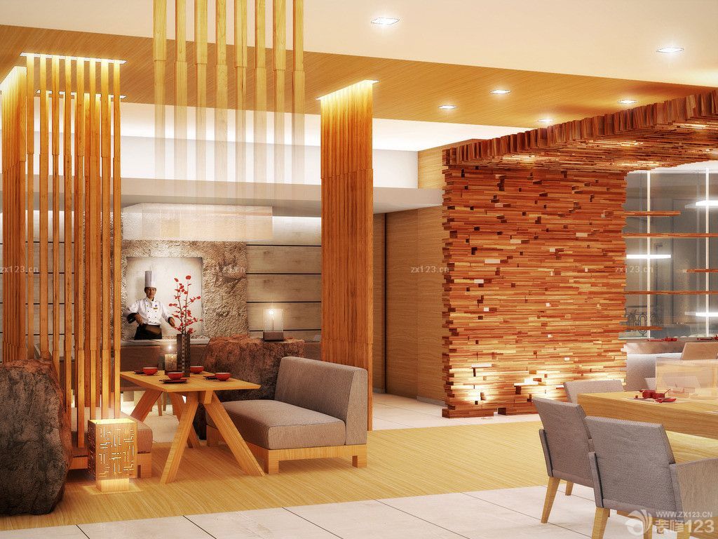 2025最新暖色调快餐店日式餐厅设计样板图