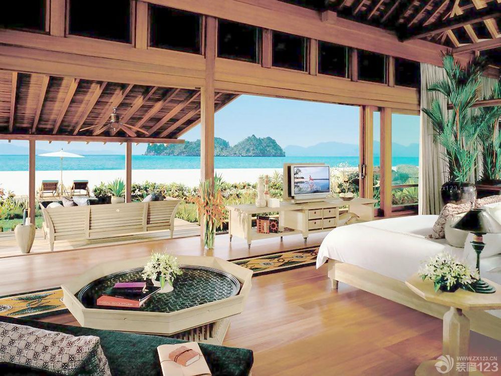 最新豪华酒店海景凉亭装修效果图