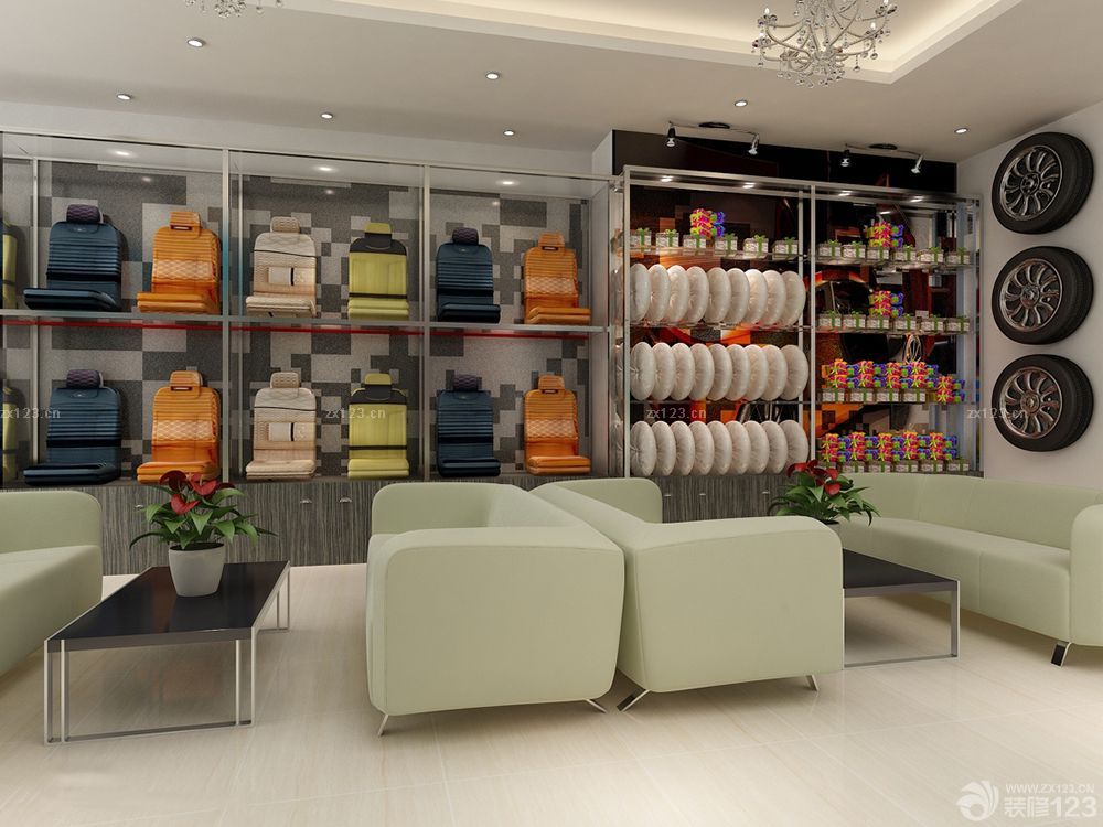 2025汽车饰品店个性不锈钢展示架装潢图片