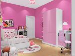 2023现代简约风格女孩温馨卧室衣柜粉色门装修设计图片