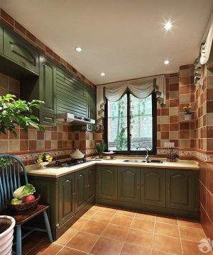 2023最新美式乡村别墅厨房瓷砖贴图房屋装修设计效果图