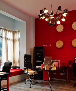 办公室家具红色墙面装饰效果图片大全