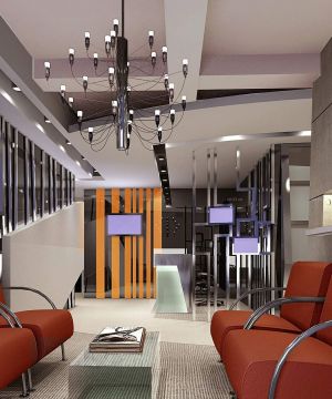 2023最新办公室家具美式沙发简约吊灯装修效果图