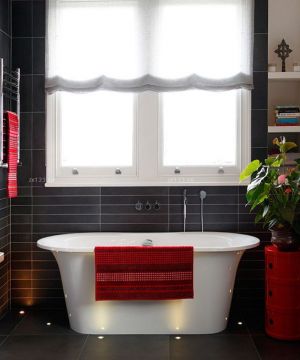 浴室黑色瓷砖贴图装修设计效果图片