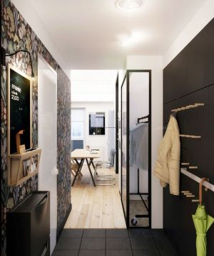 进门玄关黑色瓷砖贴图设计效果图片欣赏