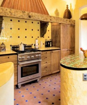 经典独栋小别墅敞开式厨房装修效果图片