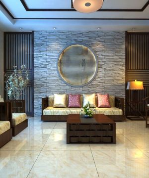  2023古典主义风格中式沙发背景墙装修效果图片