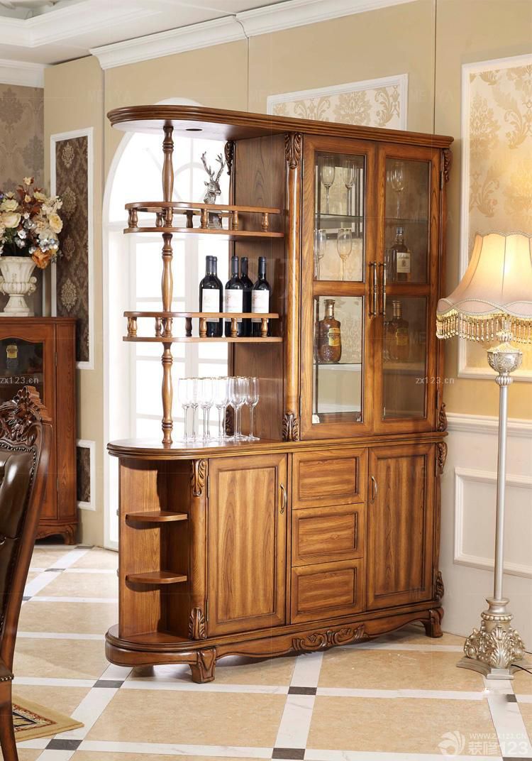 2025最新美式乡村风格客厅装饰酒柜展示图片大全