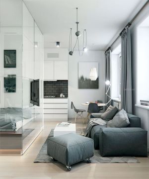 40平米一居室 小户型客厅卧室一体装修设计效果图欣赏