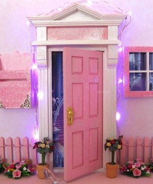 最新欧式女孩温馨卧室粉色门装修图片大全