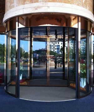 2025现代简欧风格写字楼旋转门装潢效果图