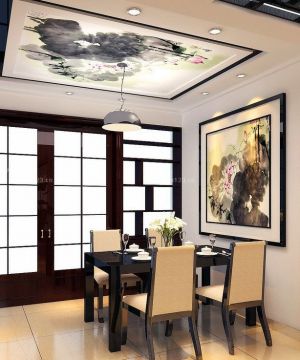2023经典中式风格餐厅壁画设计图片