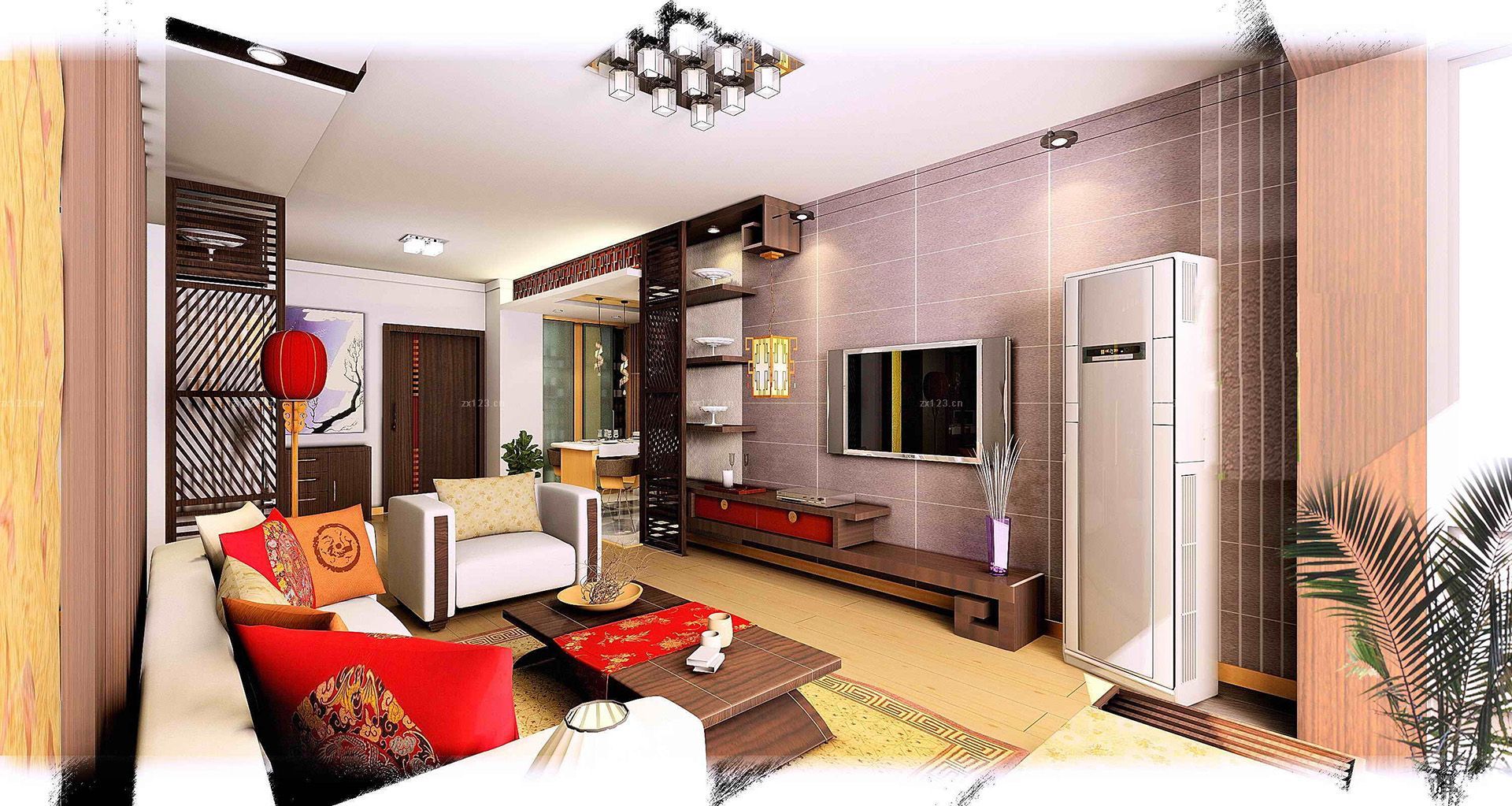 普通家庭客厅实木电视柜设计装修效果图片欣赏