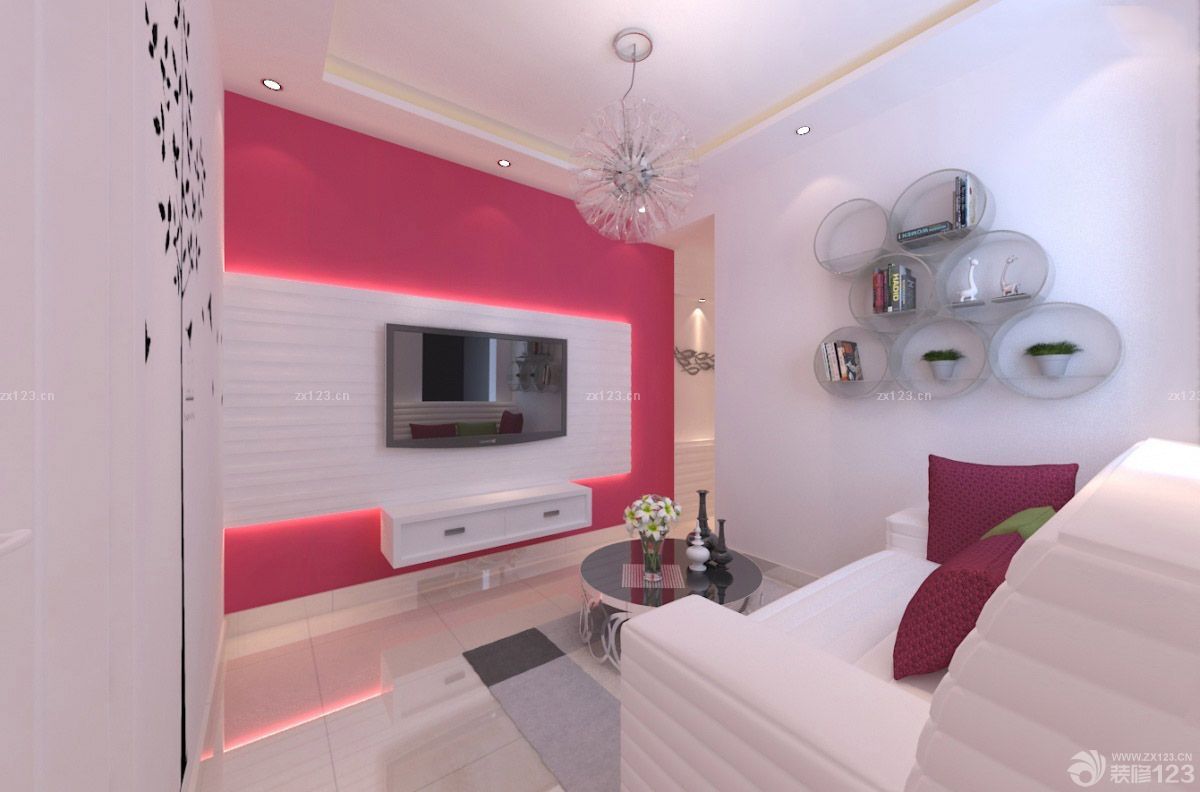 温馨风格50平米小户型电视背景墙设计