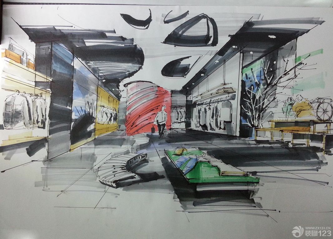 2025服装店展厅手绘效果图