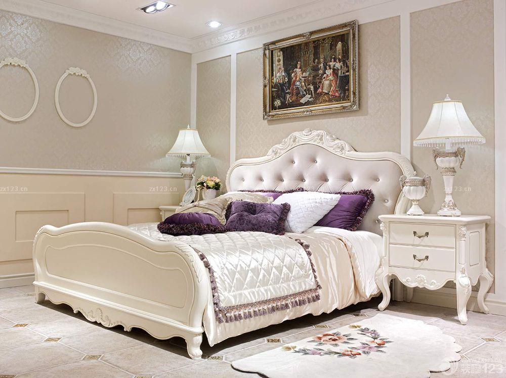 现代简欧风格主卧室法式宫廷床装修效果图