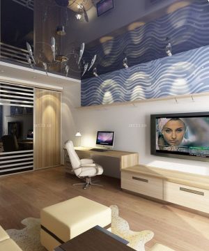 个性现代风格50平米小户型电视背景墙设计样板大全