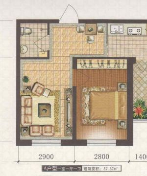 现代一室一厅乡村房子小户型设计图