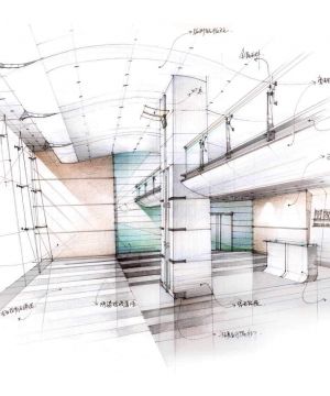 办公楼展厅手绘效果图片欣赏