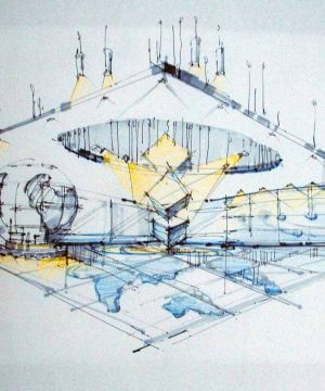 2025最新展厅抽象手绘效果图片