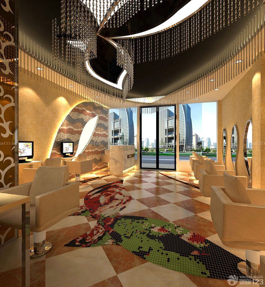 2025特色快餐店大厅水晶吊灯装修效果图片