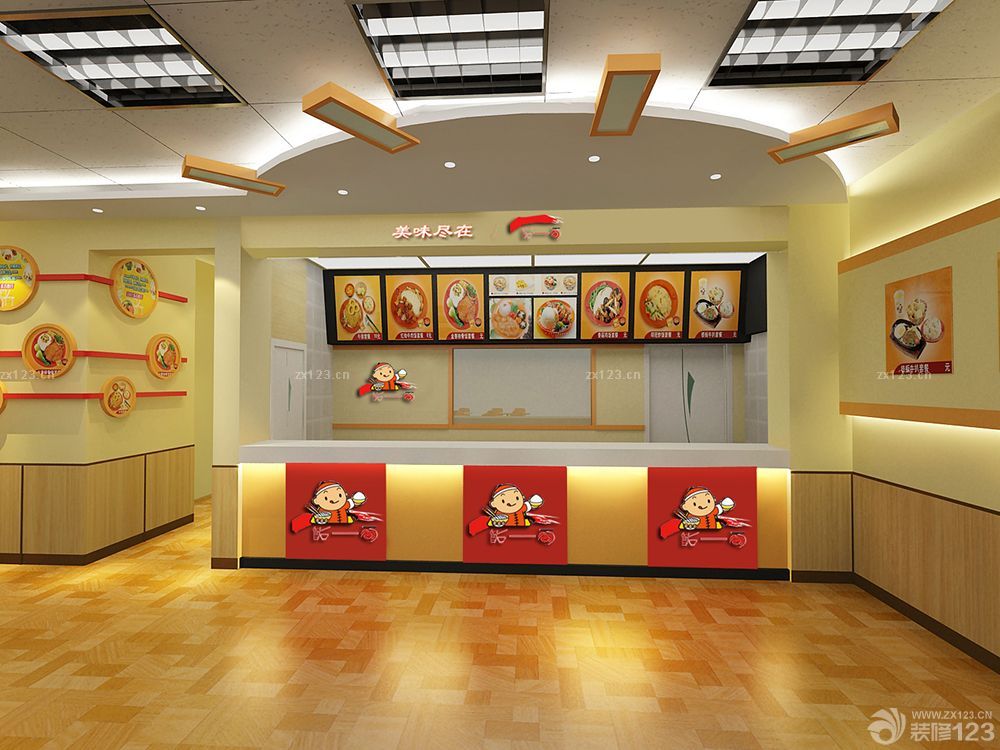 中式快餐店集成吊顶灯装修设计图