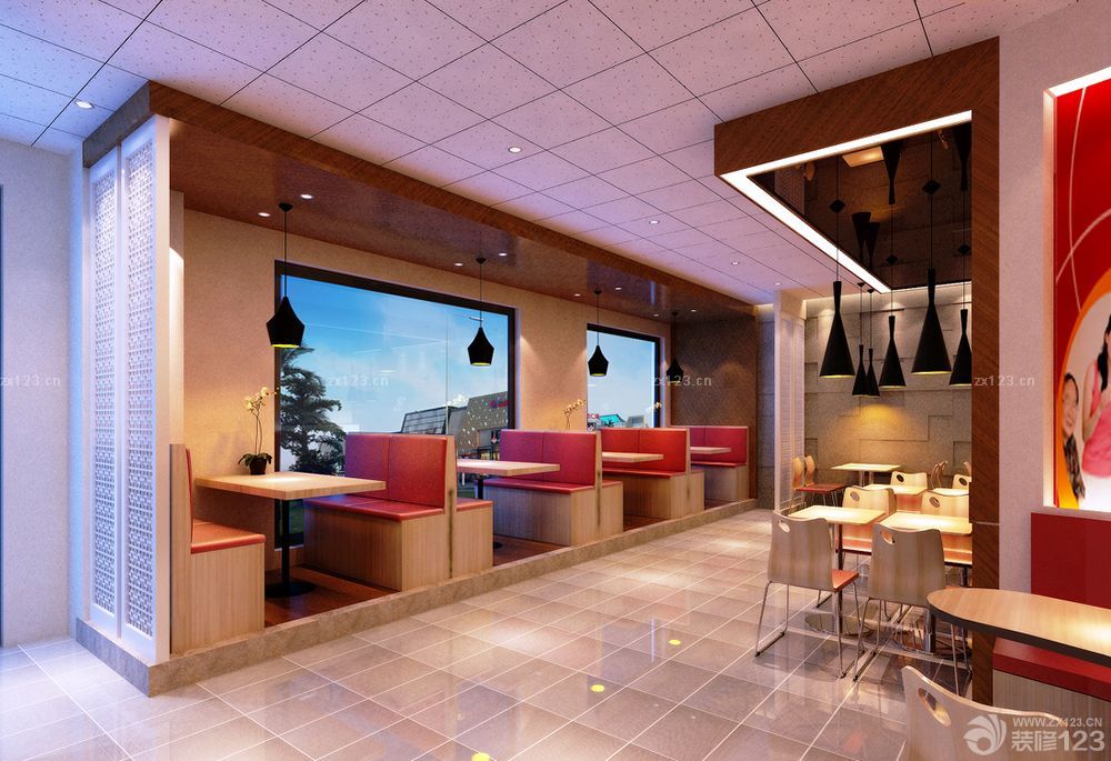 2025中式快餐店镂空雕花隔断装修效果图欣赏