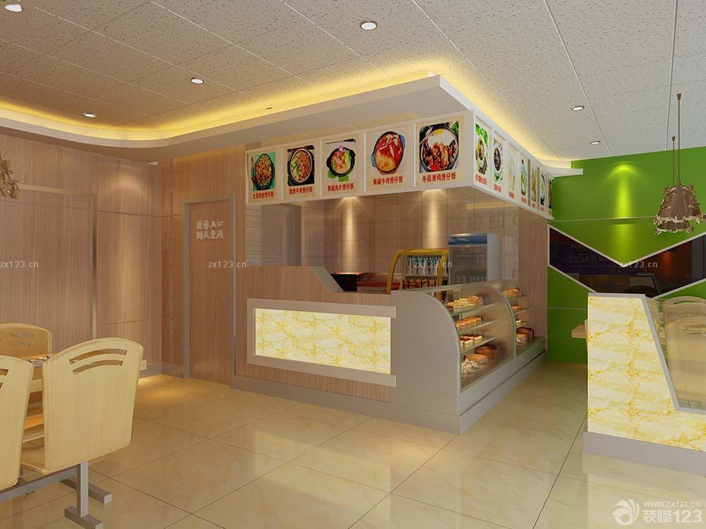 中式快餐店集成吊顶装修效果图欣赏
