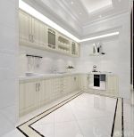 简欧风格欧派整体橱柜地面瓷砖效果图