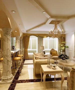 最新豪华家装欧式罗马柱客厅效果图