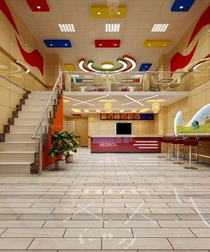 2025特色快餐店铁艺楼梯扶手装修图片大全