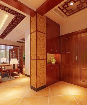 最新中式古典风格客厅玄关鞋柜设计图片
