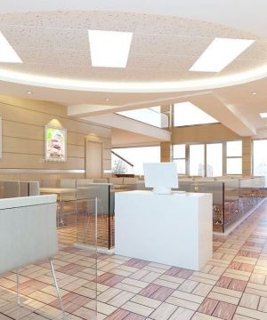 中式快餐店圆形吊顶装修设计效果图