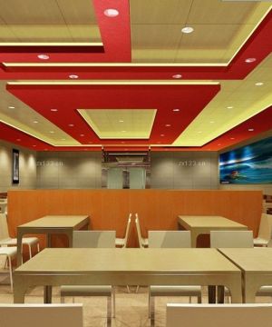 2023最新中式快餐店艺术吊顶装修设计效果图大全
