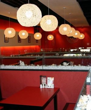 中式快餐店镂空雕花灯装修设计图片大全