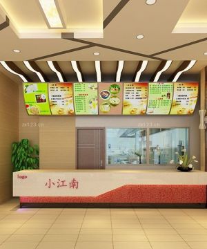 2023最新中式快餐店镂空隔断装修效果图