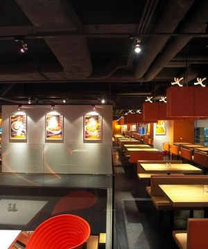 现代小型快餐店黑色地砖装修风格效果图欣赏