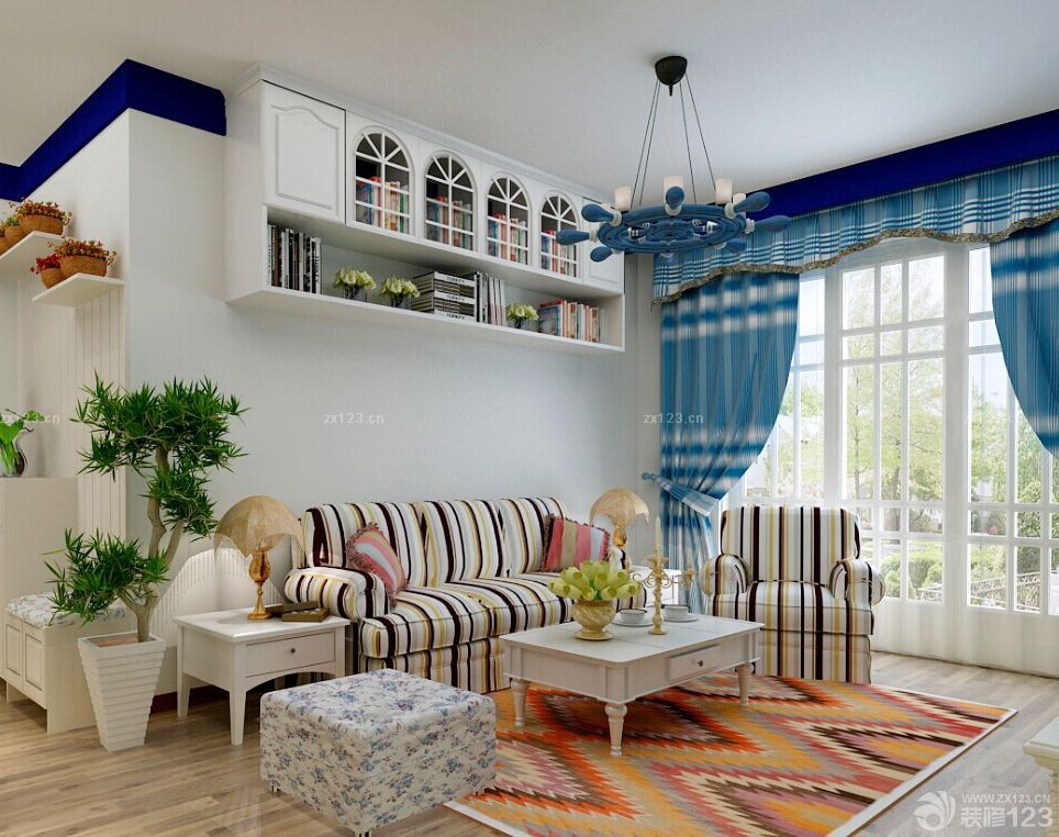 小户型室内创意设计地中海风格窗帘设计图片