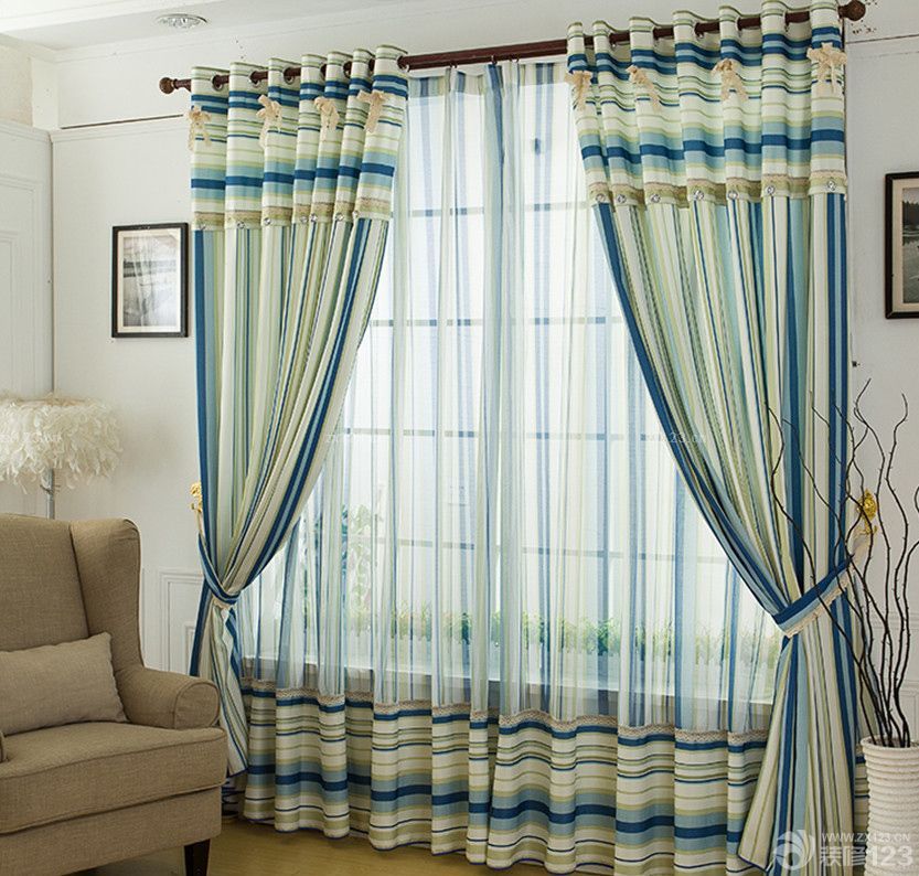 50平米客厅地中海风格窗帘设计图片