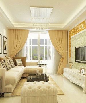 家装客厅地中海风格窗帘设计效果图欣赏