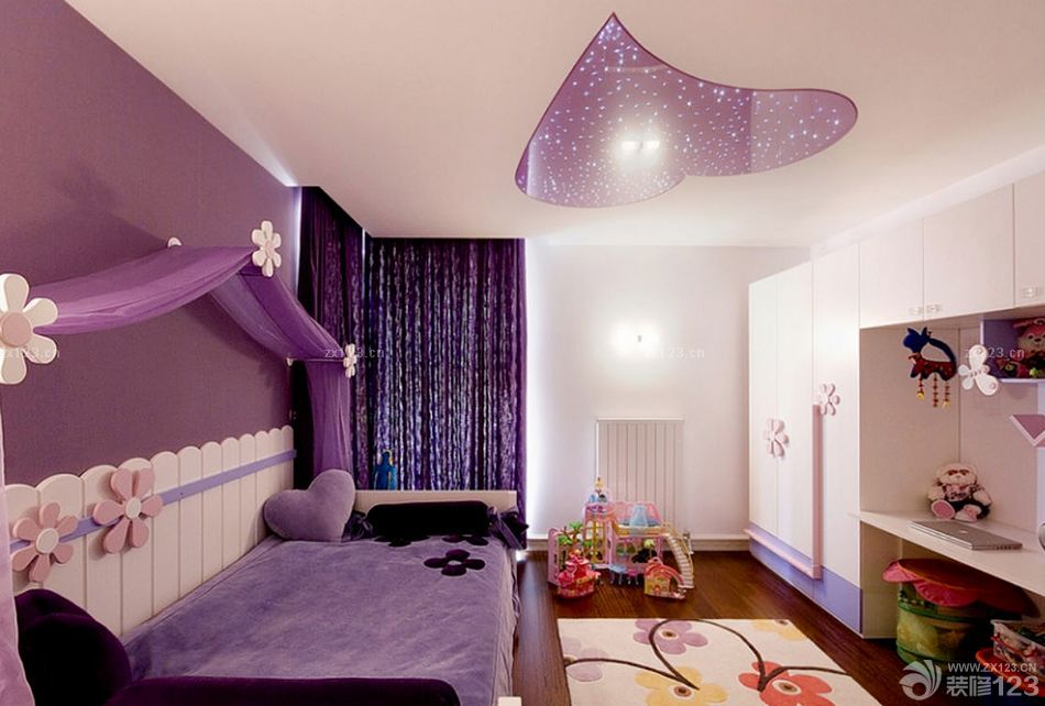 紫色优雅小户型创意儿童房间布置效果图片大全