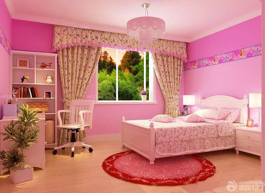 优雅公主房田园小户型儿童房间布置效果图片