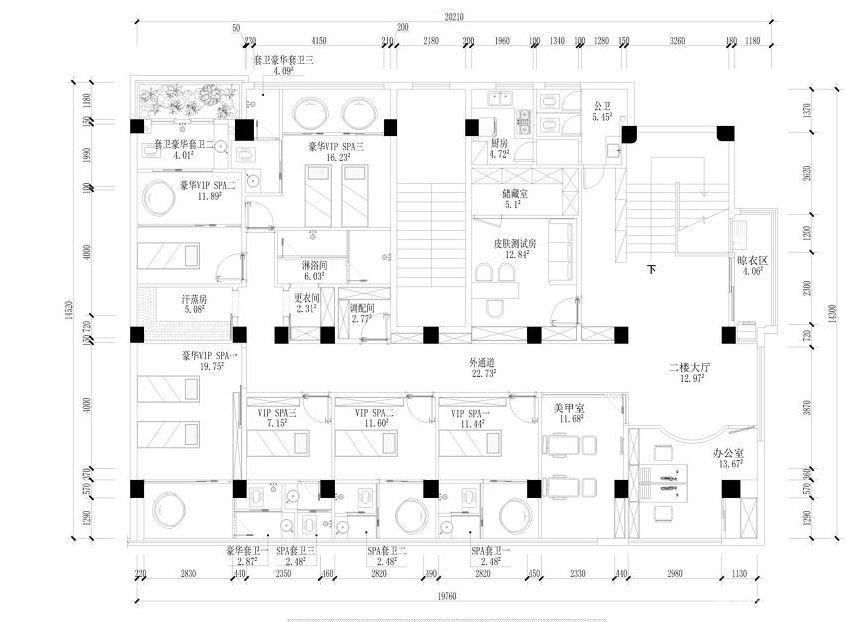 2025最新高档美容会所平面设计图纸