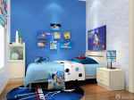卡通蓝色长方形小户型儿童房间布置效果图片